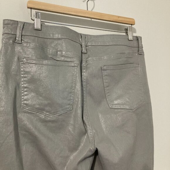 Talbots Women Size 14 Slim Grey Ankle Pant Silver Jeans Cropped Fancy Slimming - Picture 8 of 11